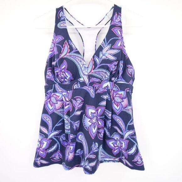 Lands' End Other - NWOT Lands End Purple Paisley Racerback Tankini Swim Top Super Soft Size 10